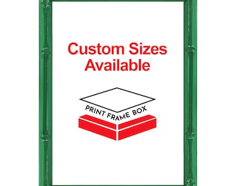 Hand Painted Green Bamboo Picture Frame, Tropical Vintage Style Frame, Handmade Custom Frame, Ready to Hang 5x7 8x10 11x14 up to 32x40