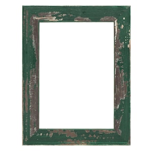 Green Rustic Distressed Wood Picture Frame, Handmade Custom Frame, Vintage Look Frame, Wall Decorations, 5x7 8x10 9x12 up to 32x40