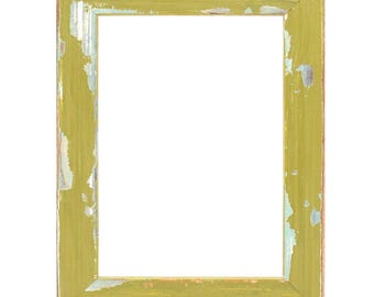 Olive Light Green Rustic Distressed Wood Picture Frame, Handmade Custom Frame, Vintage Look Frame, Ready to Hang, 5x7 8x10 up to 32x40