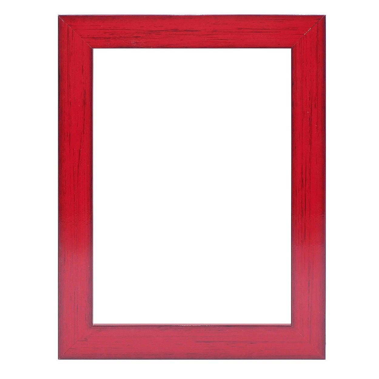 Red Glossy Lacquer Wood Picture Frame, Distressed Vintage Look Frame ...
