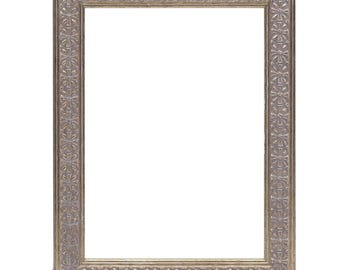 Silver Ornate Wood Picture Frame, Cross Classic Antique Frame, Handmade Custom Frame, Wall Decor Hangings, 5x7 8x10 11x14 up to 32x40