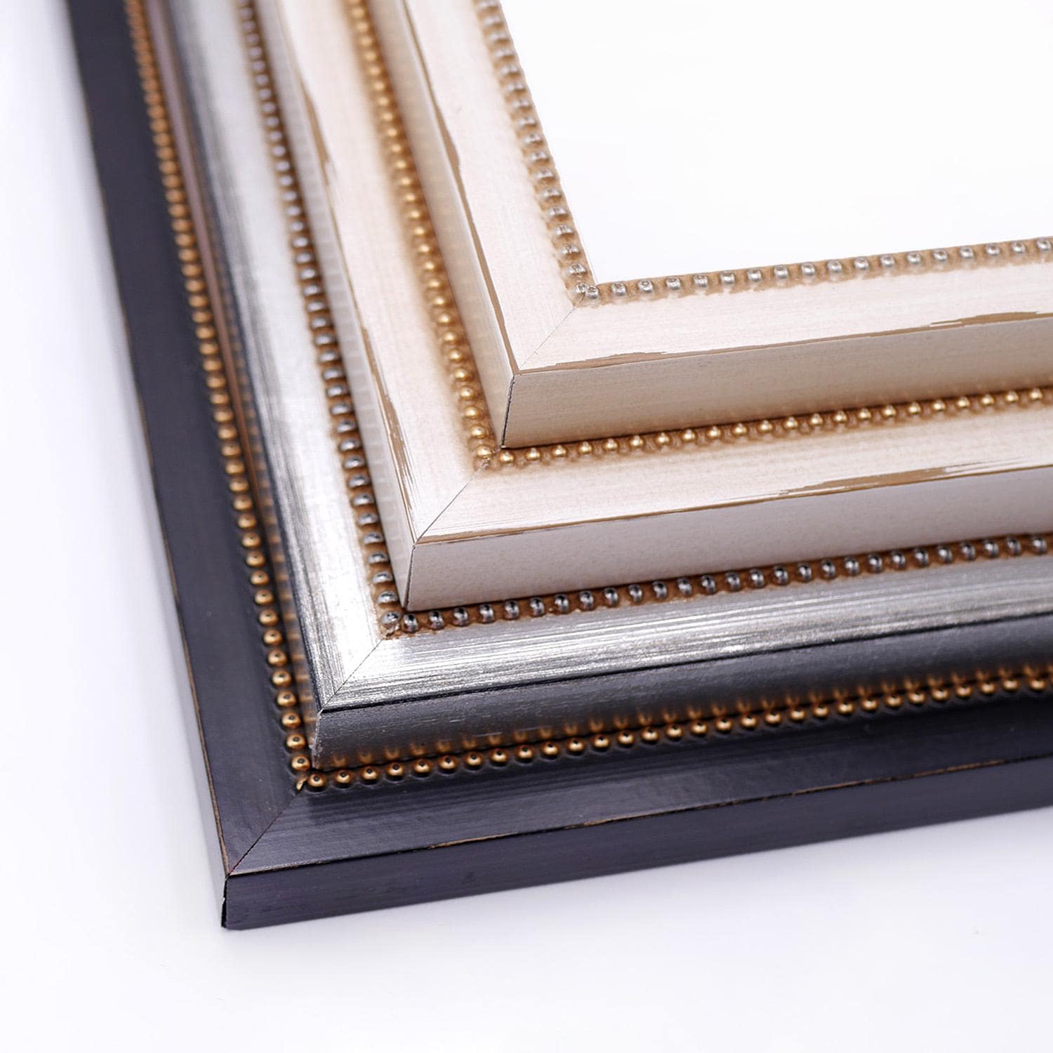 Beaded Wood Picture Frame, Handmade Custom Frame, Modern Frame, Black Silver Ivory Frame, Wall Decorations 5x7 8x10 11x14 up to 32x40