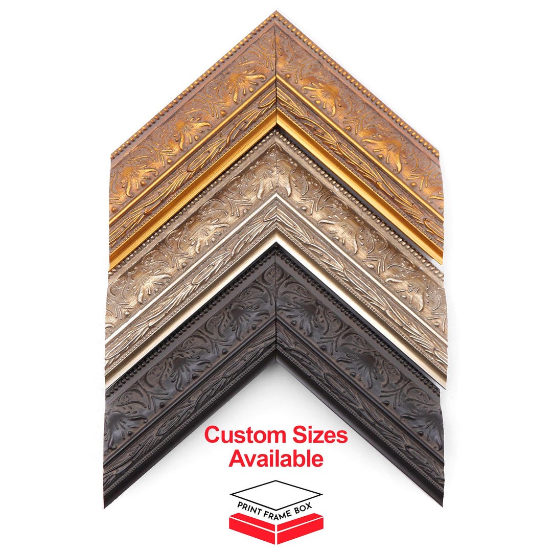 Ornate Wood Picture Frame, Dark Brown Gold Silver Classic Frame 2 1/2 ...