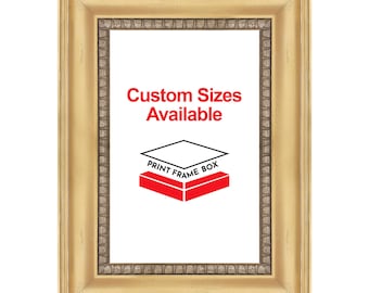 Hand Painted Metallic Gold Scoop 2" Wide Wood Picture Frame, Classic Rustic Distressed Frame, Custom Sizes Available, Handmade in USA