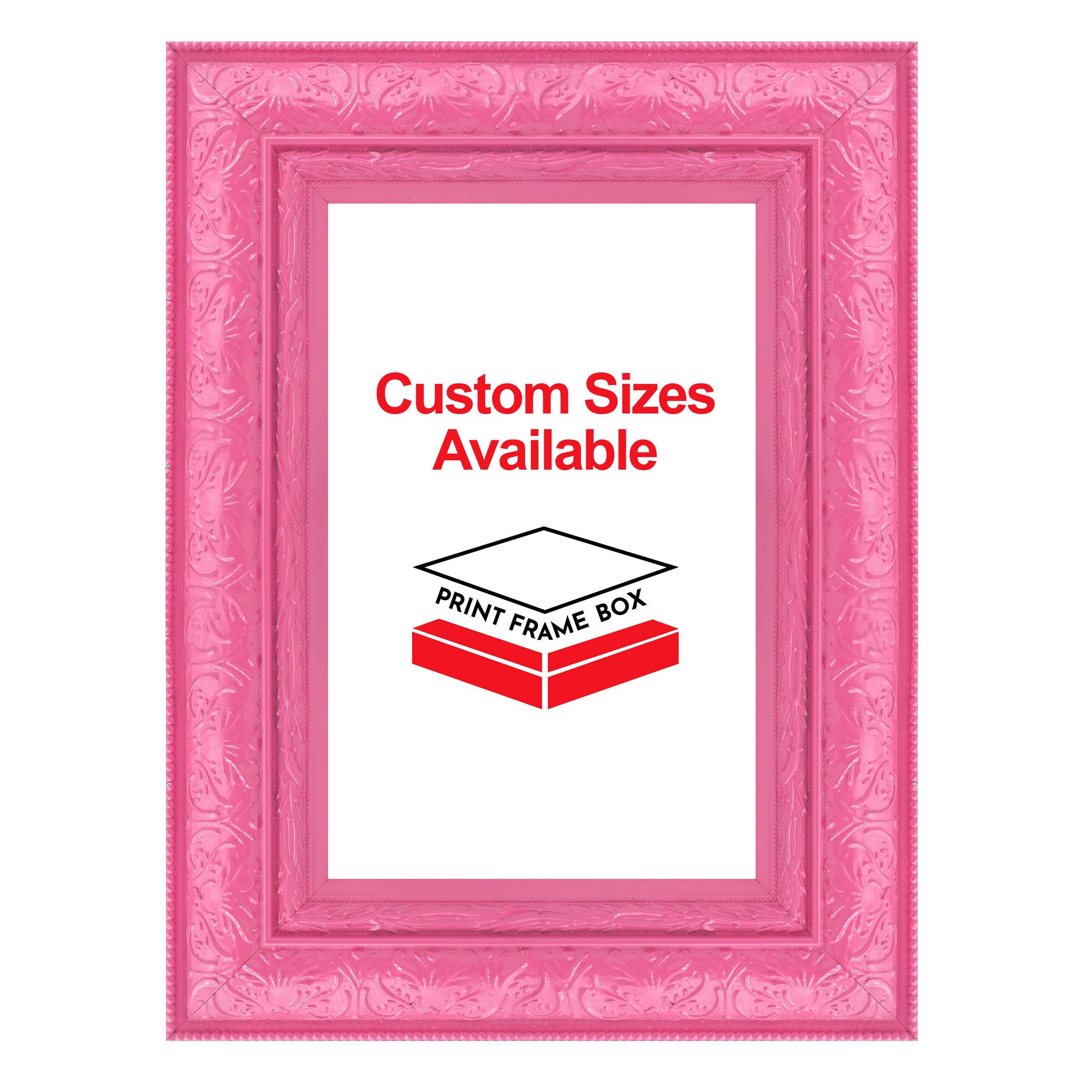 Hand Painted Pink Ornate 2 1/2 Wide Wood Picture Frame, Vintage