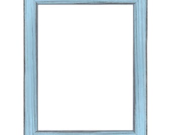 Aqua Light Blue Rustic Distressed Wood Picture Frame, Colorful Frame, Handmade Custom Frame, Ready to Hang, 5x7 8x10 11x14 up to 32x40