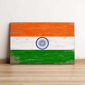 India Flag Wall Art, Wood Printing Flag, Wood Wall Art, Wall Hangings, Rustic Wood Flag, Vintage Wooden Flag, Urban Style Flag