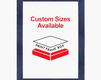 Blue Color Glossy Stained Wood Picture Frame, Modern Frame, Handmade Custom Frame, Wall Hangings, 5x7 8x10 11x14 up to 32x40