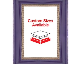 Hand Painted Purple Scoop 2" Wide Wood Picture Frame, Classic Rustic Distressed Frame, Custom Sizes Available, Handmade in USA