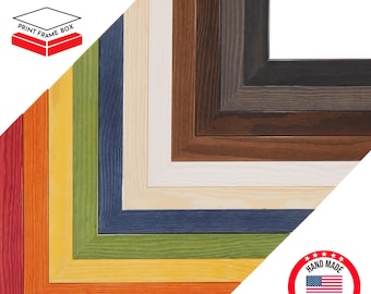 Colorful Glossy Stained Wood Picture Frame, Modern Frame, Handmade Custom Frame, Wall Hangings, 5x7 8x10 11x14 up to 32x40