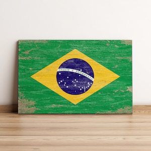 Brazil Flag Wall Art, Brazil Flag, Wood Printing Flag, Wood Art, Wall Art Decor, Rustic Wood Flag, Vintage Wooden Flag, Urban Style Flag