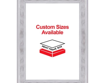 Hand Painted Silver Wave Wood Picture Frame, Classic Vintage Style, Custom Sizes Available, Handmade in USA 5x7 8x10 11x14 up to 32x40