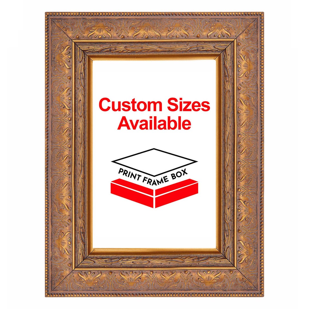 Gold Ornate Wood Picture Frame, Classic Frame, 2 1/2