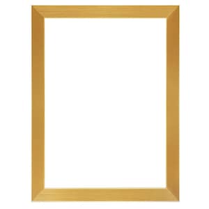 May include: A gold picture frame with a brushed metal finish. The frame is empty and ready to display a photo or artwork.