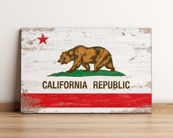California State Flag Wall Art, California Flag, Wood Printing Flag, Wood Art, Wall Art Decor, Rustic Wood Flag, Vintage Wooden Flag