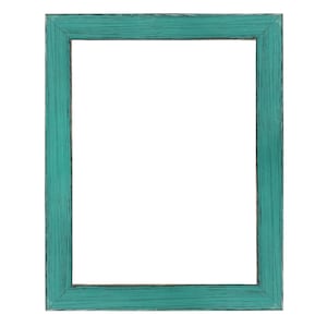 Turquoise Teal Rustic Distressed Wood Picture Frame, Colorful Frame, Handmade Frame, Frame for Wall Art, 5x7 8x10 11x14 up to 32x40