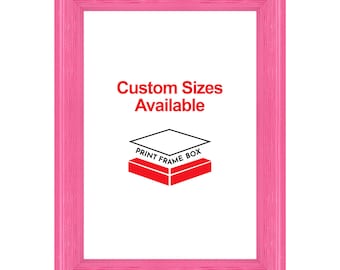 Hand Painted Pink Wave Wood Picture Frame, Classic Vintage Style, Custom Sizes Available, Handmade in USA 5x7 8x10 11x14 up to 32x40