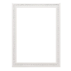 May include: White picture frame with a decorative ornate border.