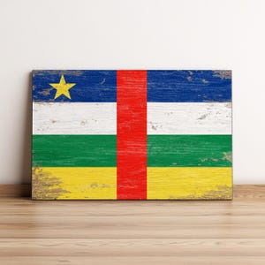 Central African Republic Flag Wall Art, Wood Printing Flag, Wood Wall Art, Wall Hangings, Rustic Vintage Wooden Flag, Urban Style Flag