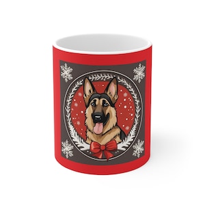 German Shepard Christmas Ceramic Mug 11oz