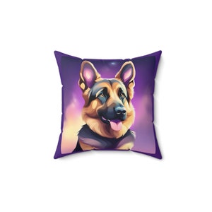 German Shepard Purple Spun Polyester Square Pillow