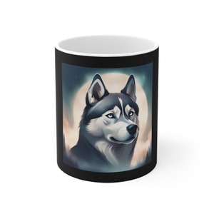 Husky Dog Grey Fantasy Ceramic Mug 11oz