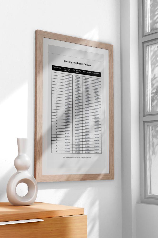 Biweekly Payroll Calendar 2025 MS Editable Word Pay Period Start