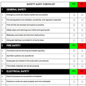 Workplace Safety Audit Checklist: | OSHA Compliance | Safety Inspection & HR Compliance | Employee Training | Occupational Safety |