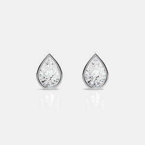 Pear Bezel Wedding Stud Earrings, 14k White Gold Pear Shape Anniversary Stud, Engagement Pear Full Bezel Set Stud Earrings For Women&#39;s