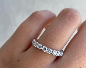 Elizabeth Round lab diamond Full Eternity engagement Ring, 14k gold round eternity ring for her, Round full eternity band for engagement