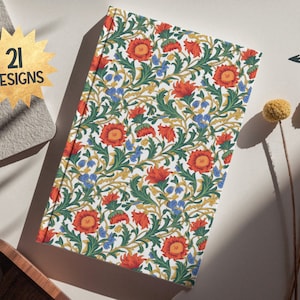 William Morris Print Journal, William Morris Inspired Notebook, Cottagecore Floral Notebook, Morris Botanical, Lined Journal, Hardcover Book