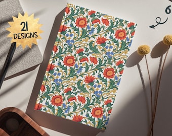 William Morris Print Journal, William Morris Inspired Notebook, Cottagecore Floral Notebook, Morris Botanical, Lined Journal, Hardcover Book