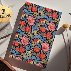 William Morris Print Hardcover Journal, William Morris Inspired, Vintage Floral Notebook, Cottagecore, Sketchbook, 5x7 Unlined Blank Journal
