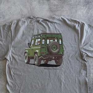 Hand Drawn Green LR Defender 90 Comfortable Loose Fit Comfort Color Unisex Garment-Dyed Short Sleeve T-shirt, Classic Land Rover T-shirts