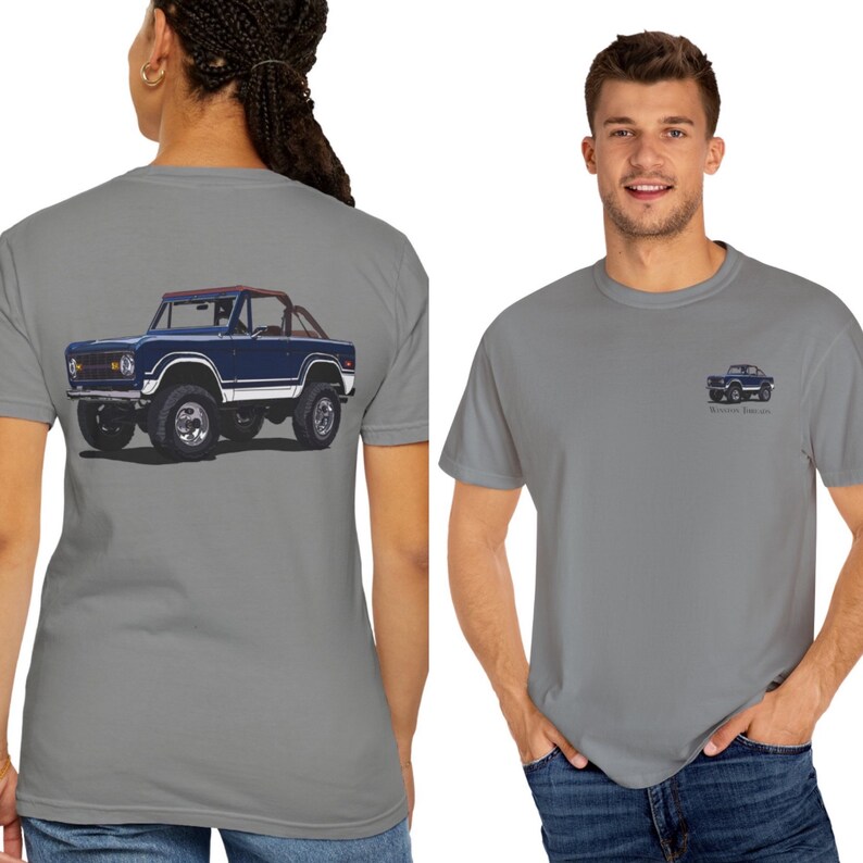 1966-77 Ford Bronco 4x4 Truck T-Shirt - Full Color Print, Turquoise Design, Unisex X-Large Orange - View #3