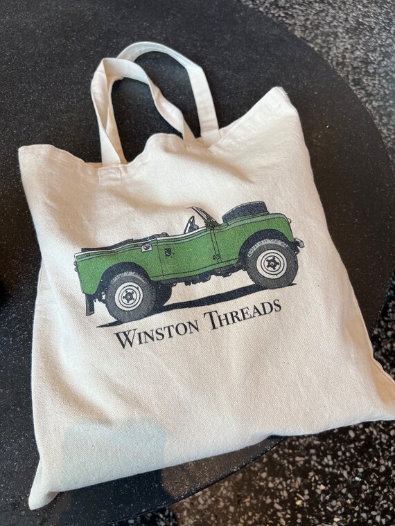 Green LR Series 1 Cotton Canvas Tote Bag Vintage Convertible Land Rover Defender 90 Hand Drawn Truck Reusable Bags Classic Car Shop Sack Etsy