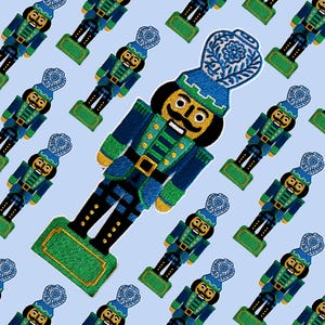 Embroidered Chinoiserie Nutcracker Patches - Large Iron-On Holiday Patch for Sweatshirts, TShirts, Bags, Xmas Gifts- PATCH ONLY