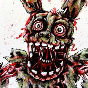 SpringTrap - Goretober Horror Art Print - 8x8 inch Square Print Satin Cardstock