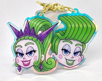 Velvet and Veneer Double-Sided Holographic Acrylic Charm Keychain 2.5" Trolls Band Together (Trolls 3)