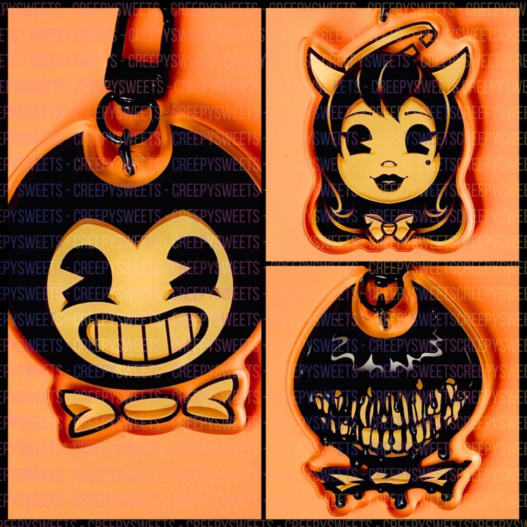 BATIMキーホルダー：アリス、ベンディ、インクデーモン - 2.5インチ