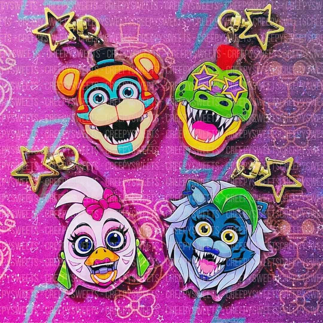 FNAF Keychains: Freddy, Monty, Chica, Roxy- 2.5