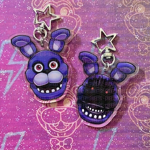 BONNIE- FNAF Keychain 2.5" Double-Sided Acrylic Charm FNAF 1 & 2 Original / Withered (Five Nights at Freddy's)