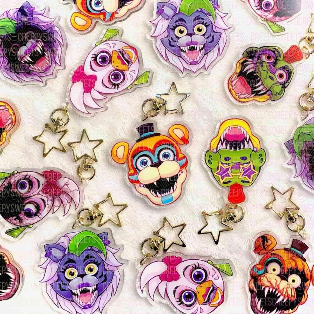 FNAF Keychains: Freddy, Monty, Chica, Roxy- 2.5
