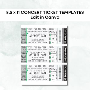 Konzertkarte Vorlage Ticketmaster Design, Konzertkarte Geschenk, in Canva bearbeiten