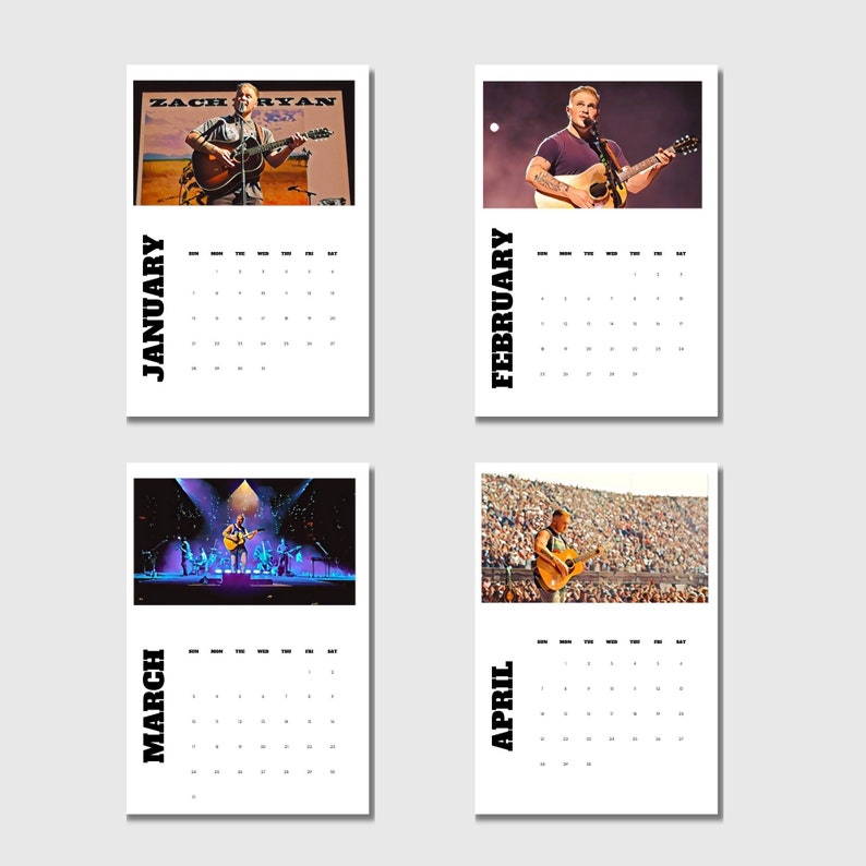 2024 Zach Bryan Printable Concert Art Calendar Etsy