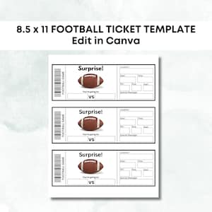 Football Ticket Template, Football Ticket Gift, Edit in Canva