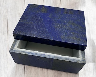 Handmade Lapis Lazuli Jewelry Box: Afghan Stone, Size-S