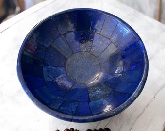 Hand Carved Lapis Lazuli Bowl: Afghan Crystal Stone, Size-S