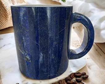 Hand-Carved Lapis Lazuli Mug: Afghan Crystal Stone Drinkware