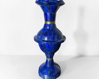 Handmade Lapis Lazuli Vase | Natural Stone Decorative Vase | Afghan Mosaic Art | Luxury Home Decor